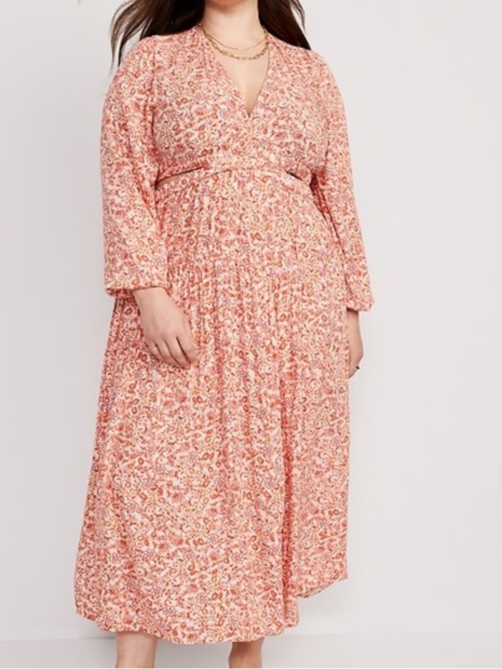 Waist-Defined Crepe Side-Cutout Maxi Dress